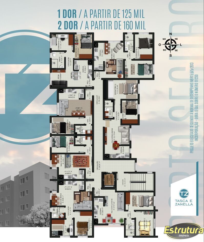 Apartamento com 2 Dormitórios à venda, 50 m² por R$ 203.927,00