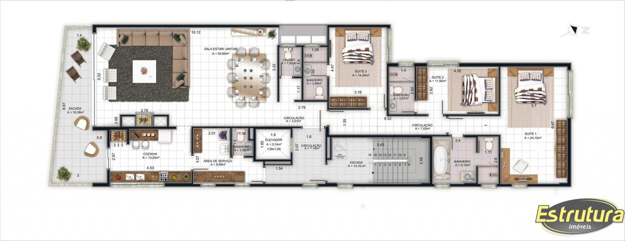 Apartamento com 3 Dormitórios à venda, 212 m² por R$ 1.250.000,00