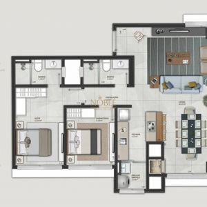 Apartamento com 83m², 2 dormitórios, 1 suíte, 1 vaga no Mirage em Torres para Comprar