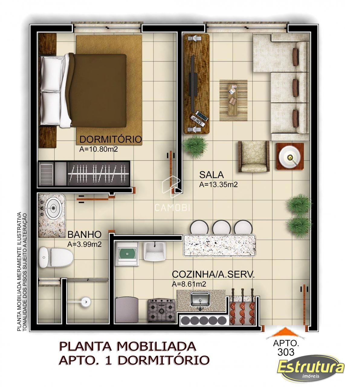 Apartamento com 1 Dormitórios à venda, 40 m² por R$ 190.000,00