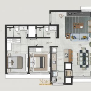 Apartamento com 83m², 2 dormitórios, 1 suíte, 1 vaga no Mirage em Torres para Comprar