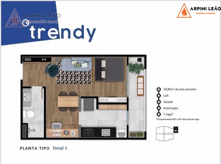 Apartamento à venda com 1 quarto, 34m² - Foto 12