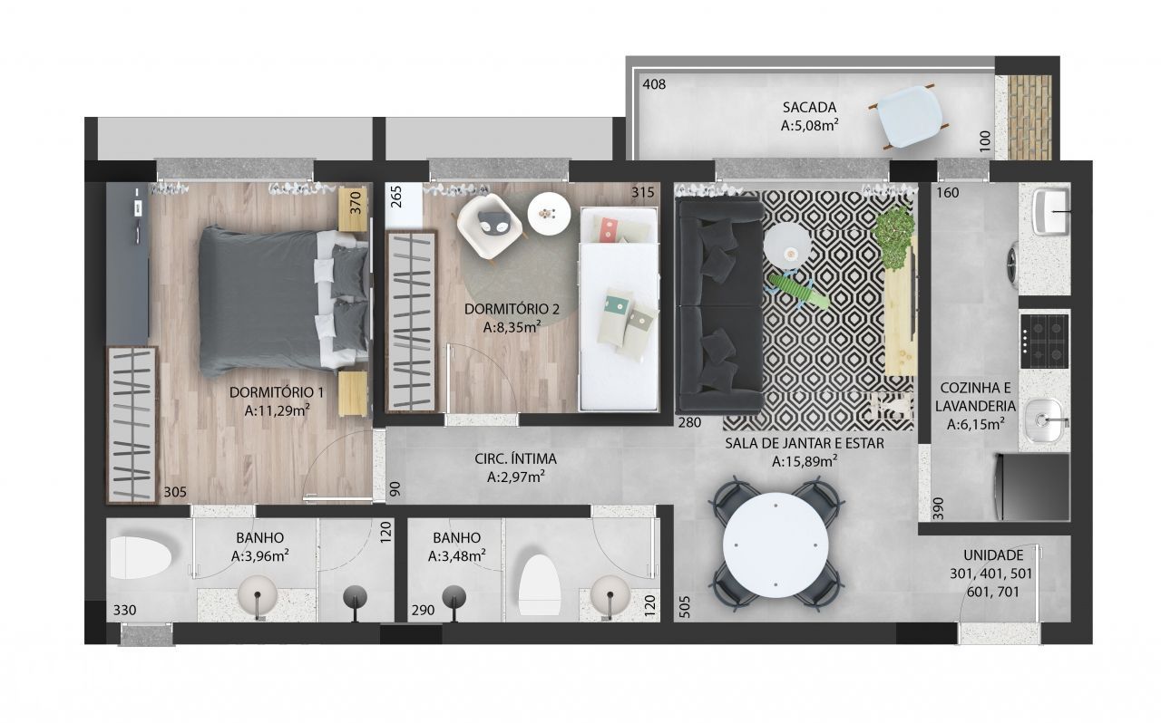 Apartamento à venda com 2 quartos, 68m² - Foto 3