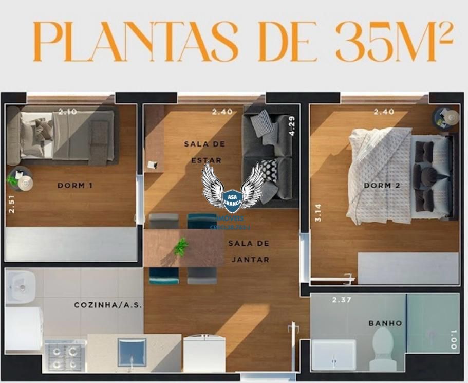 Apartamento com 2 Dormitórios à venda, 34 m² por R$ 310.000,00 Apartamento com 2 Dormitórios à venda, 34 m² por R$ 310.000,00
