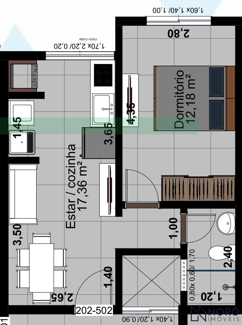 Apartamento 1 dormitório novo no Bairro Rosário perto da UFN