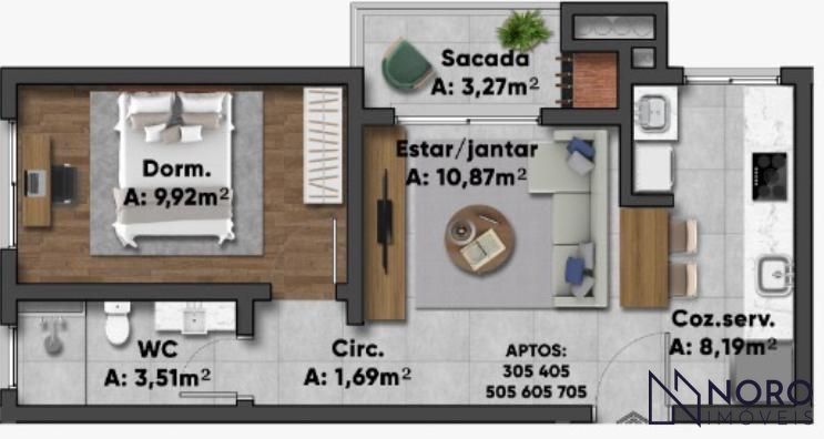 Apartamento de 1 Dormitório à Venda em Camobi – Próximo à UFSM