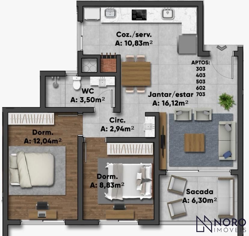 Apartamento de 2 Dormitório à Venda em Camobi – Próximo à UFSM