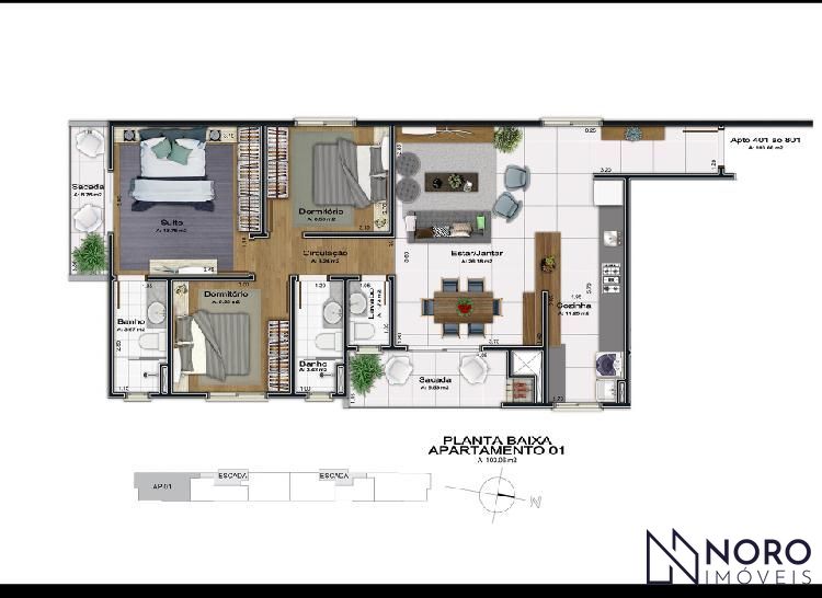 Apartamento à Venda no Mont Blanc – Bairro Dores 3 Dormitórios, Vista Deslumbr