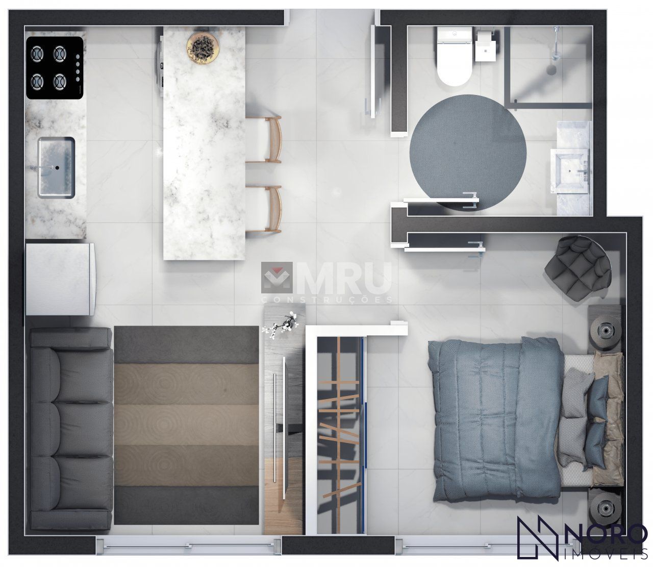 Apartamentos Modernos no Centro – 1 de Dormitório