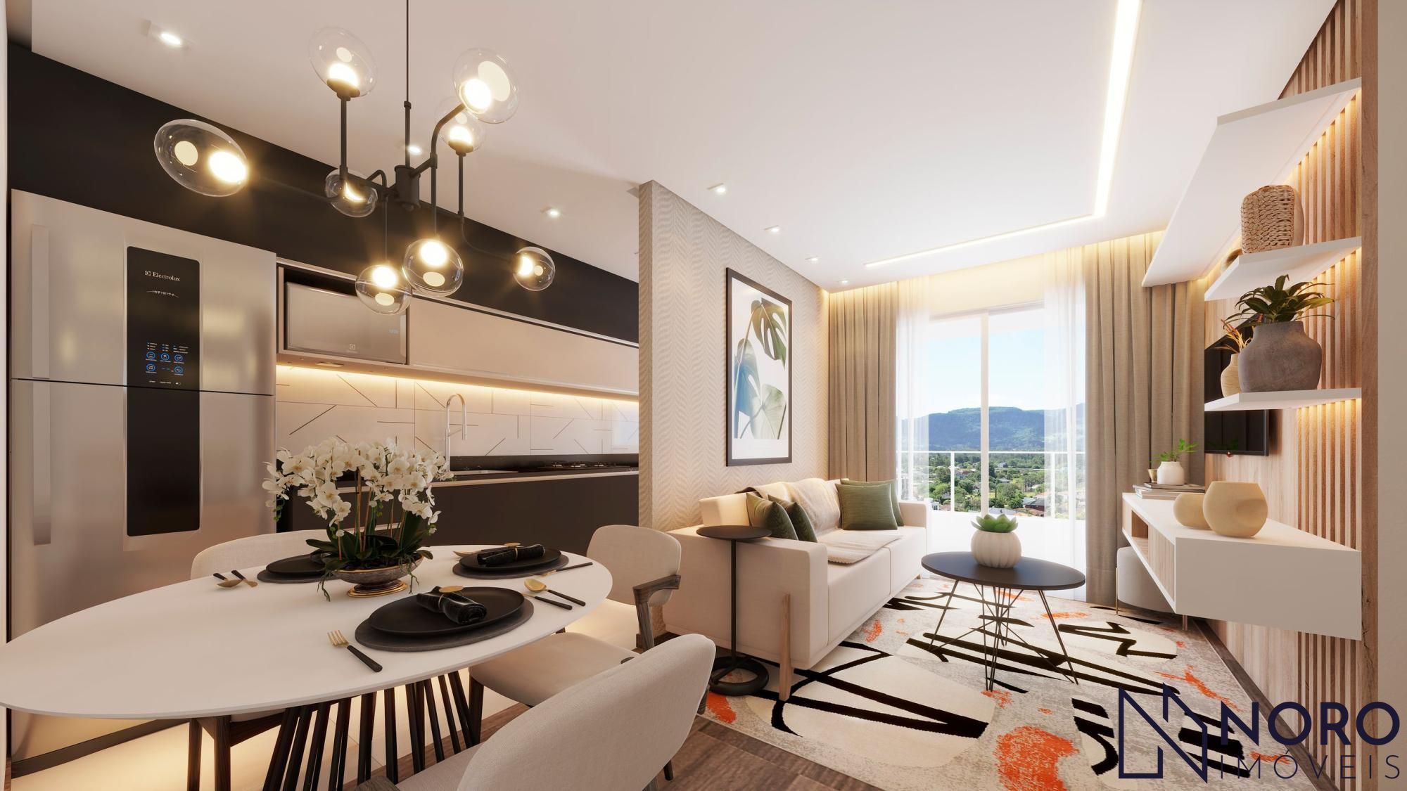 Apartamento 2 dormitórios (1 suite) sala de estar e jantar, sacada com churrasqu