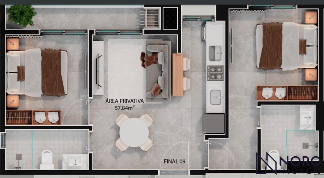 Seu Novo Lar Moderno e Conectado com um apartamento de 2 Suítes com Sacada e Chu