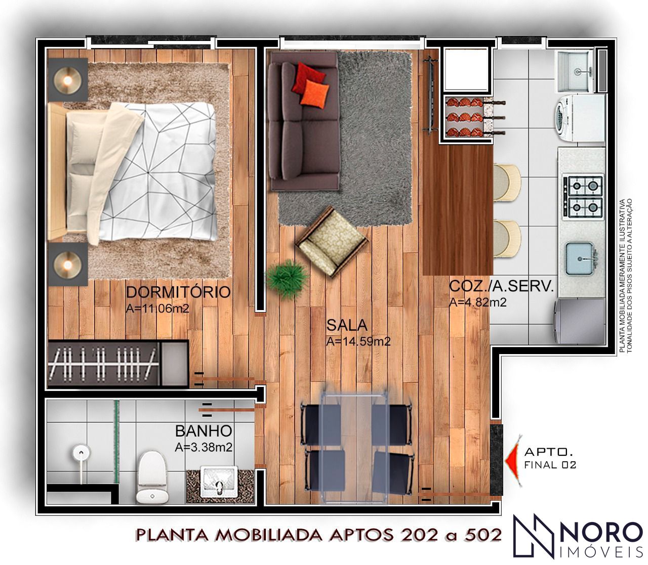 Apartamento de 1 Dormitório e Planta Inteligente – Santa Maria