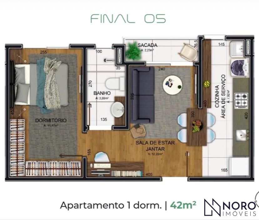 Apartamento Garden 1 Dormitório 38 m² Vaga Bairro Dores