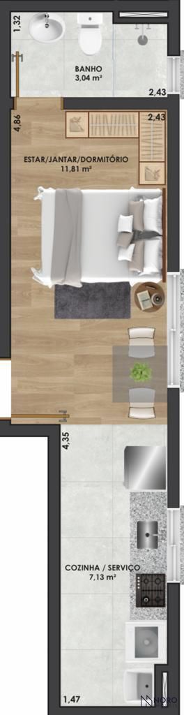 Studio moderno à venda/ locação no bonfim – 27m² privativos 