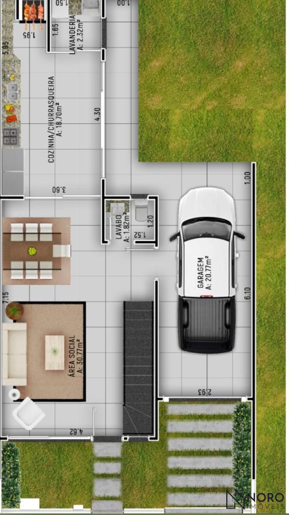Casa Duplex 153 m2 privativos em Condomínio fechado em Camobi.