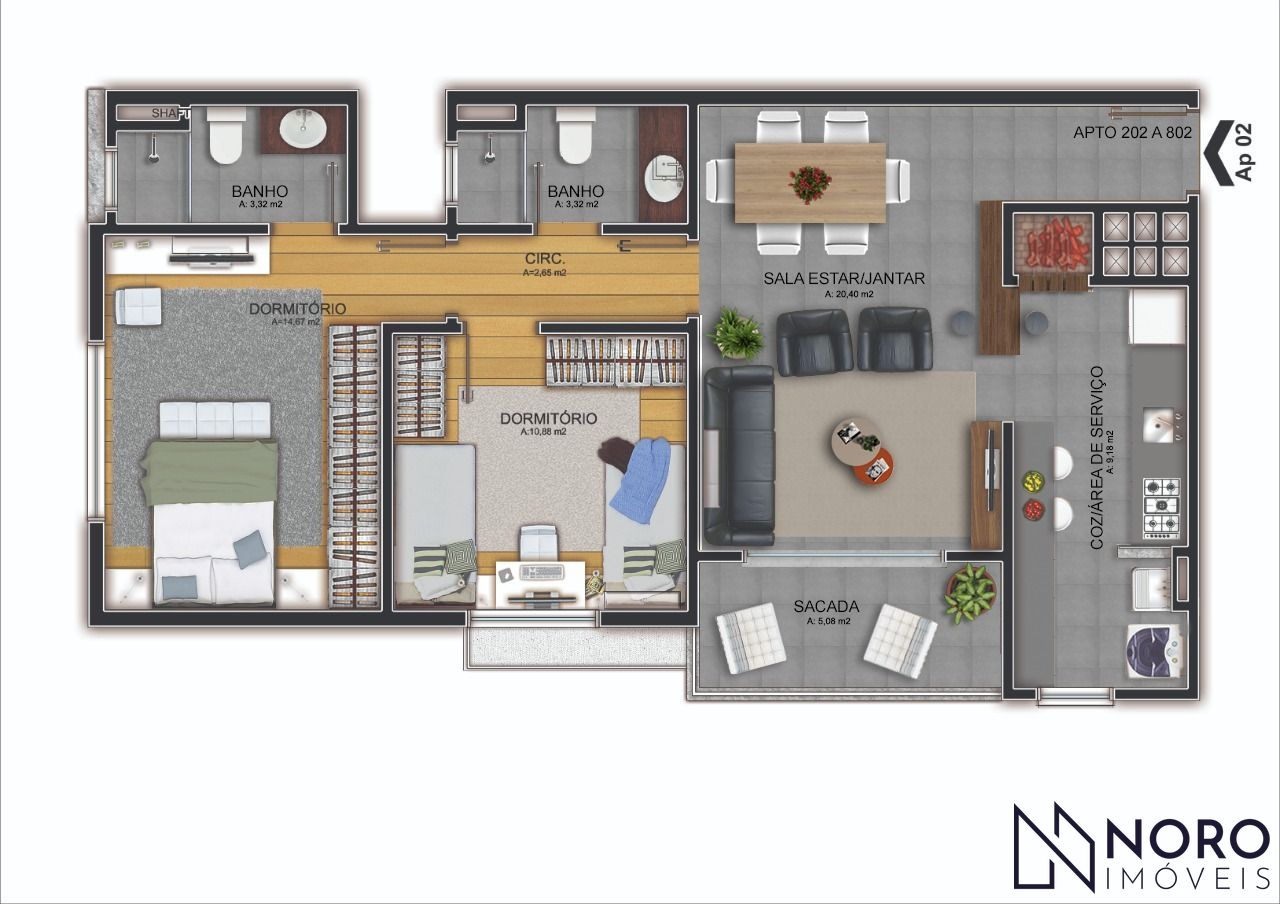 Apartamento 2 dormitórios novo no Bairro Menino Jesus