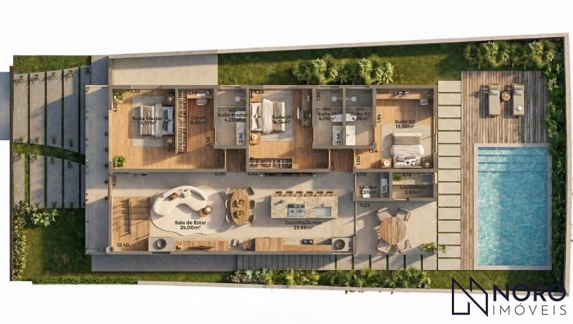 Casa em Condomínio de Alto Padrão 216,60 m² Privativos Arquitetura Contempor