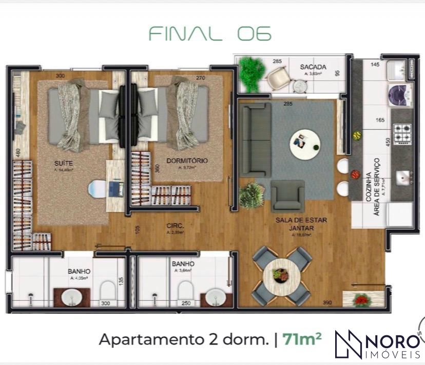 Apartamento à Venda no Bairro Nossa Senhora das Dores – 85 m² Privativos 2 Do