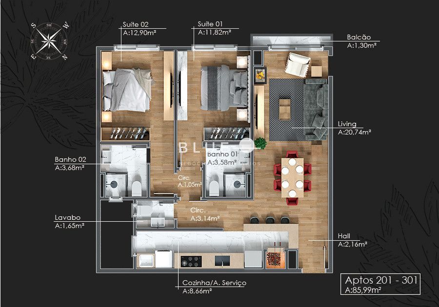 Apartamento à venda com 2 quartos, 84m² - Foto 21