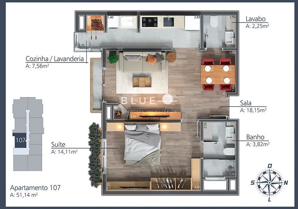 Apartamento à venda com 1 quarto, 51m² - Foto 20