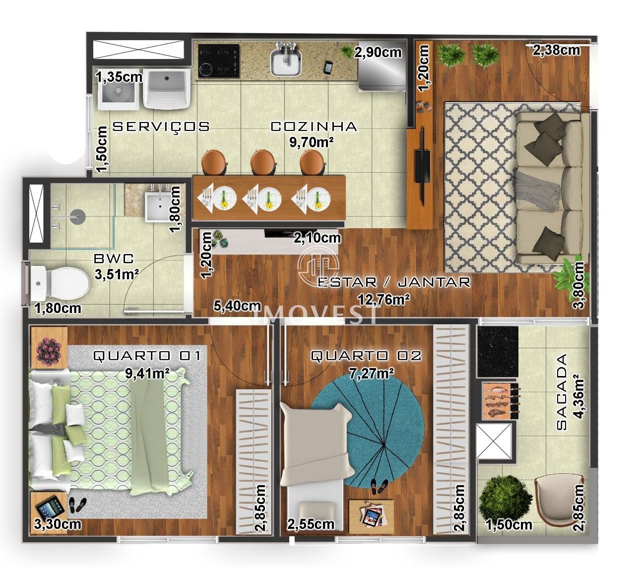 Apartamento, 2 quartos, 52 m² - Foto 3