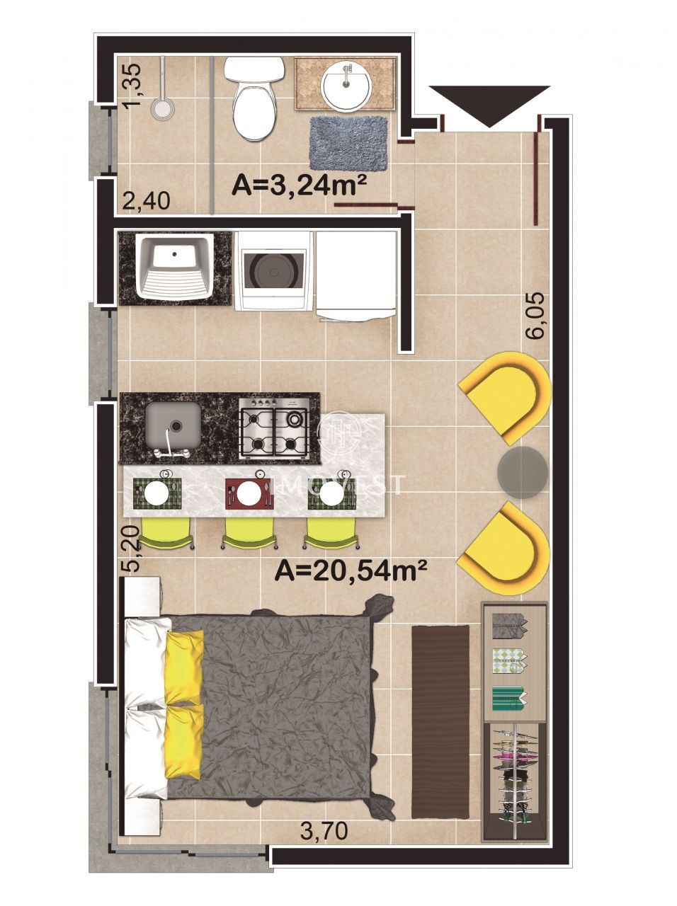 Kitnet-Studio, 27 m² - Foto 2