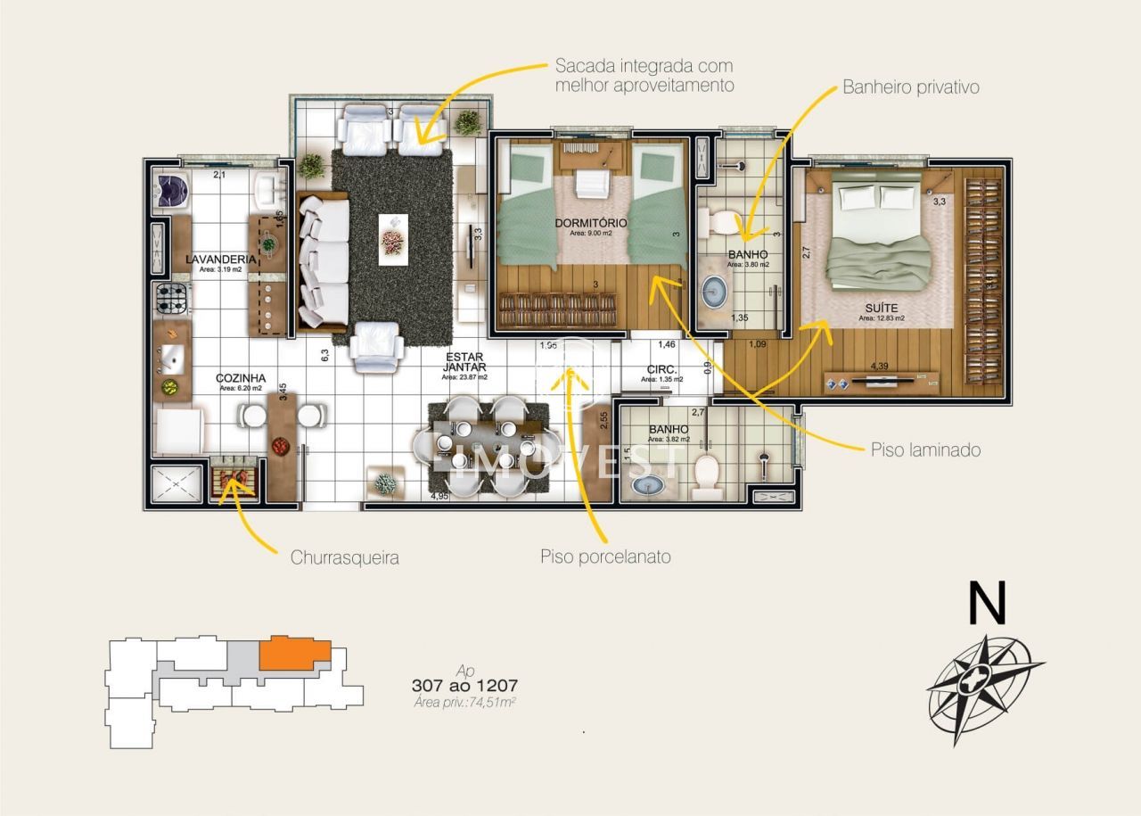 Apartamento, 2 quartos, 75 m² - Foto 6