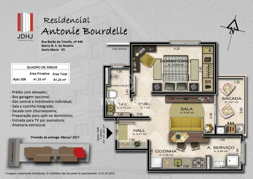 Apartamento com 1 Dormitórios à venda, 59 m² por R$ 170.000,00