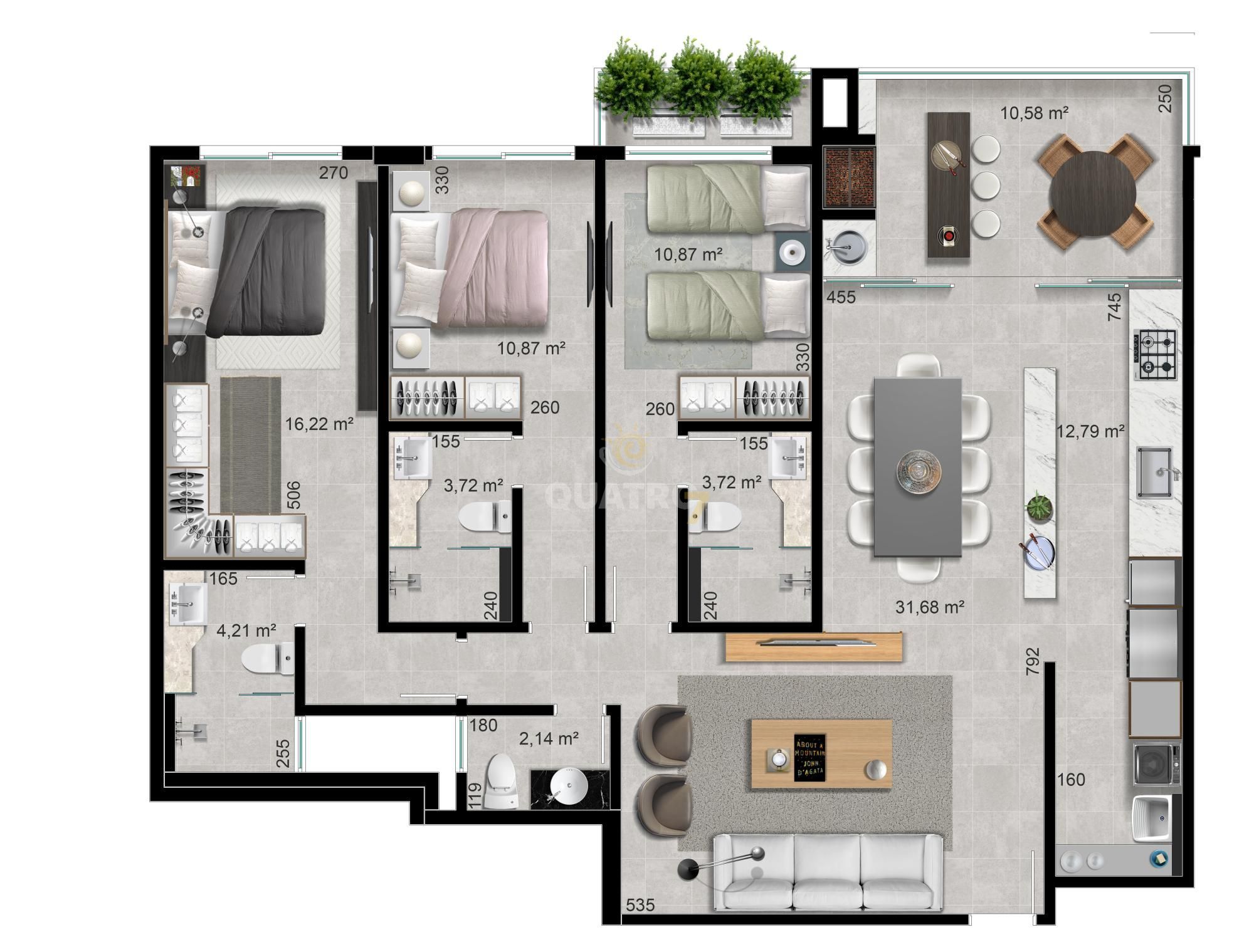 Apartamento à venda com 3 quartos, 125m² - Foto 2