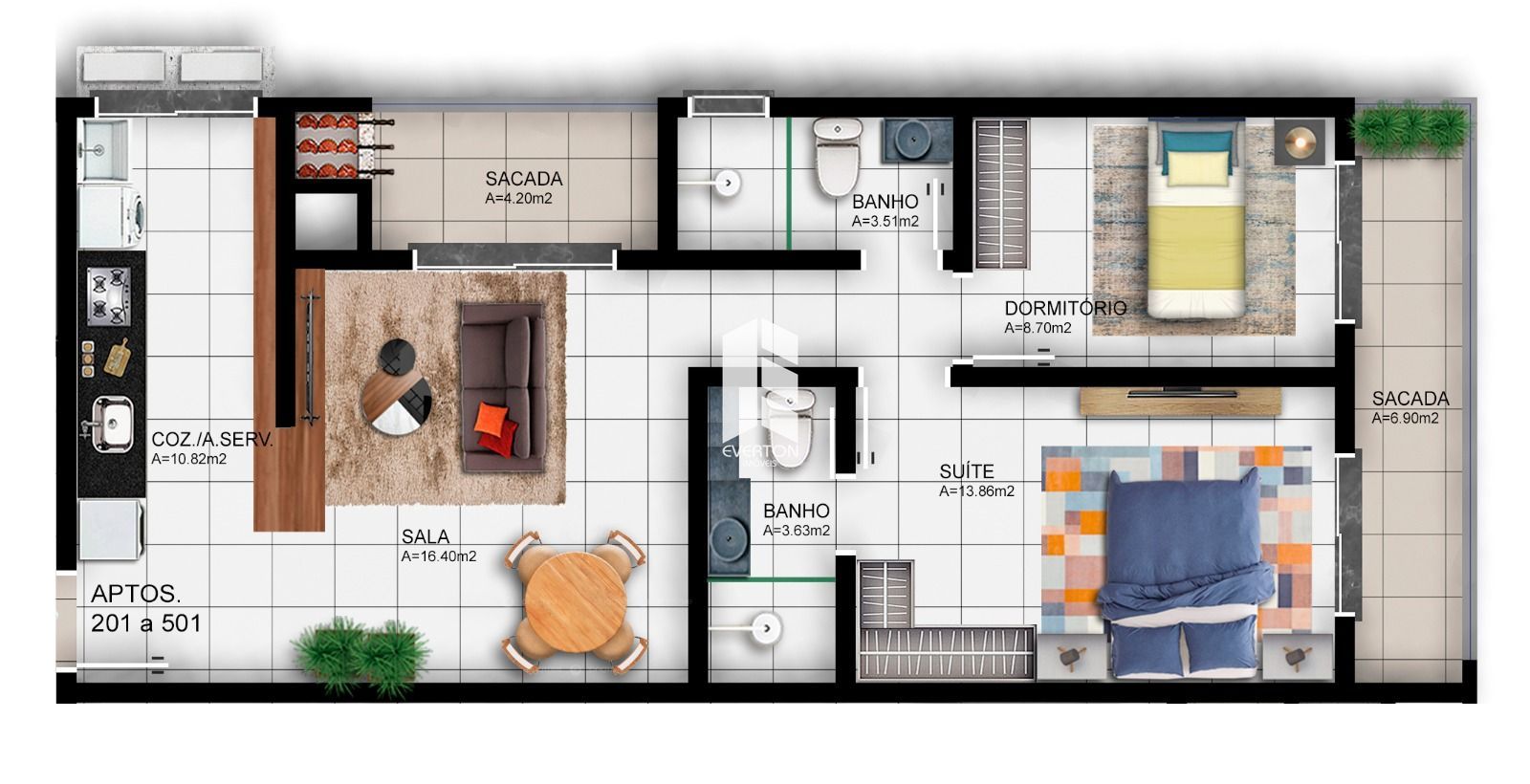 Apartamento de 2 quartos, 81m² no bairro Camobi, em Santa Maria | Eu Corretor