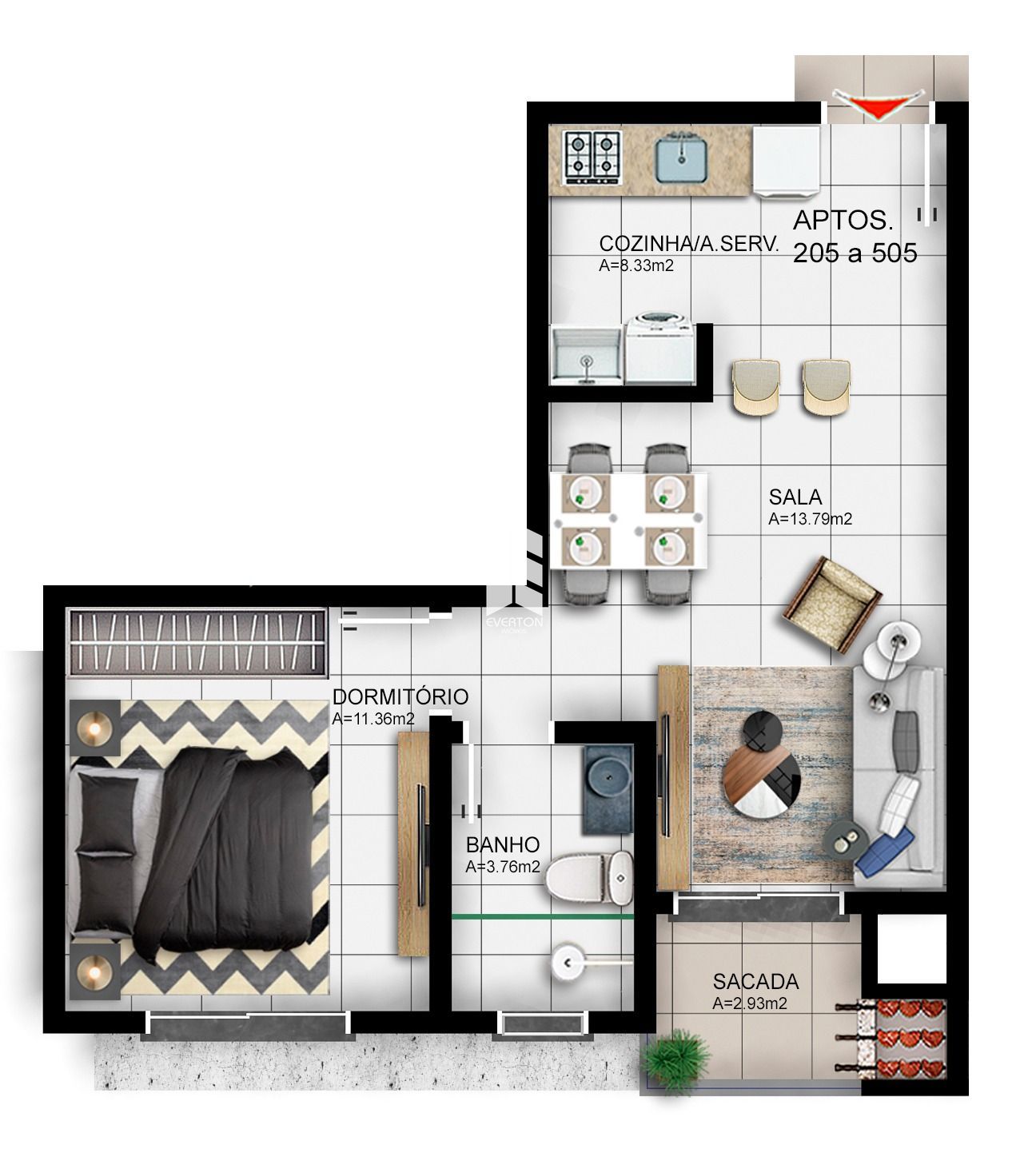 Apartamento de 1 quarto, 48m² no bairro Camobi, em Santa Maria | Eu Corretor