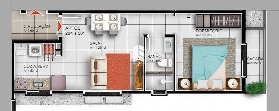 Apartamento de 1 quarto, 45m² no bairro Camobi, em Santa Maria | Eu Corretor