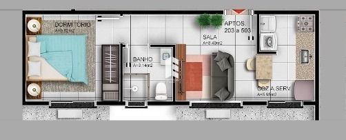 Apartamento de 1 quarto, 34m² no bairro Camobi, em Santa Maria | Eu Corretor