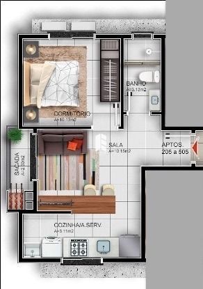 Apartamento de 1 quarto, 39m² no bairro Camobi, em Santa Maria | Eu Corretor