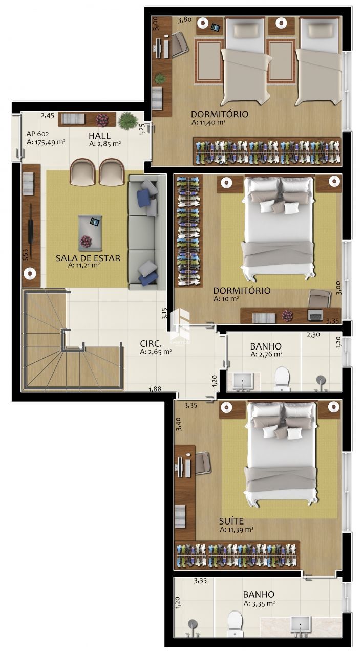 Apartamento de 3 quartos, 155m² no bairro Nossa Senhora de Fátima, em Santa Maria | Eu Corretor