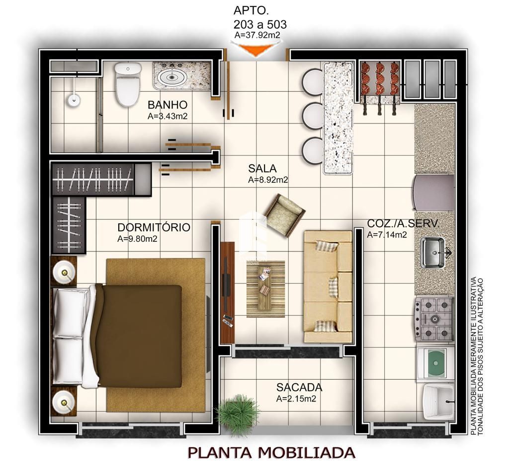 Apartamento de 1 quarto, 42m² no bairro Camobi, em Santa Maria | Eu Corretor