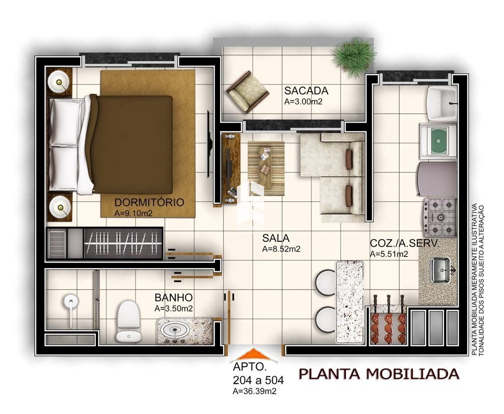 Apartamento de 1 quarto, 42m² no bairro Camobi, em Santa Maria | Eu Corretor