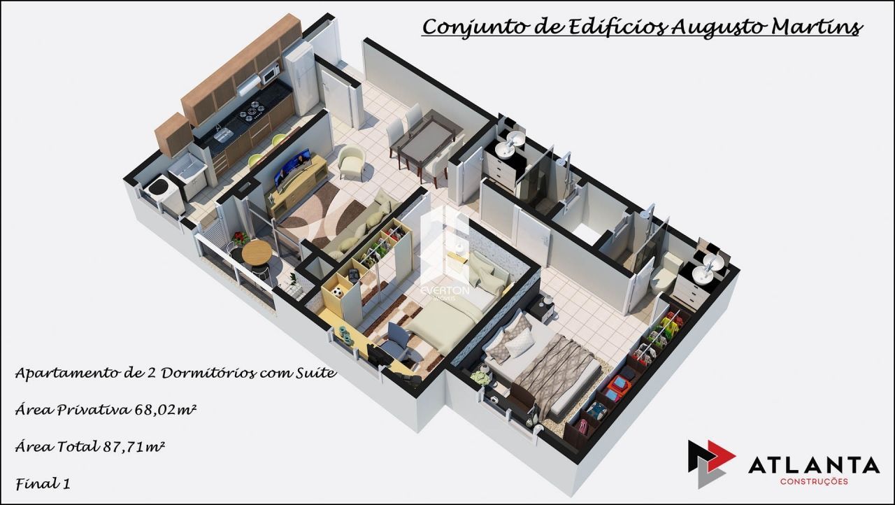 Apartamento de 2 quartos, 65m² no bairro Uglione, em Santa Maria | Eu Corretor