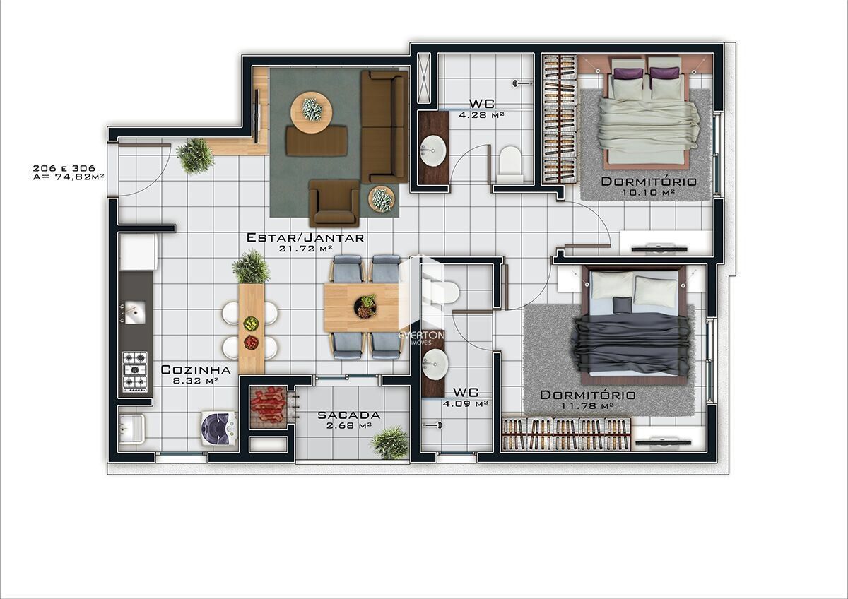 Apartamento de 2 quartos, 90m² no bairro Nossa Senhora de Fátima, em Santa Maria | Eu Corretor