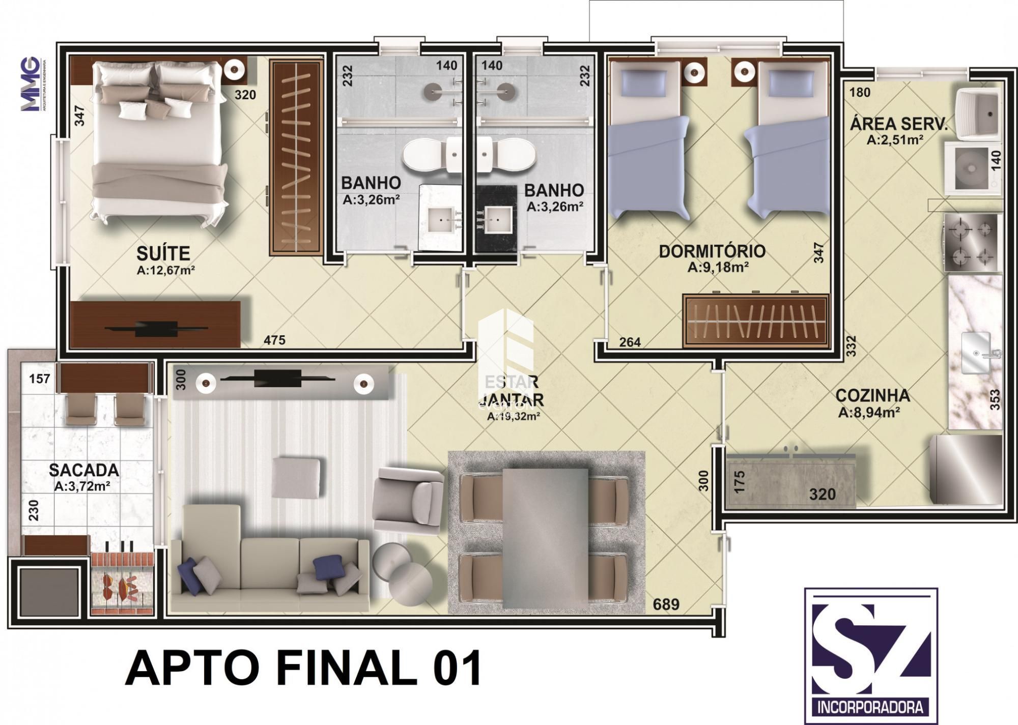 Apartamento de 2 quartos, 76m² no bairro Nossa Senhora do Rosário, em Santa Maria | Eu Corretor