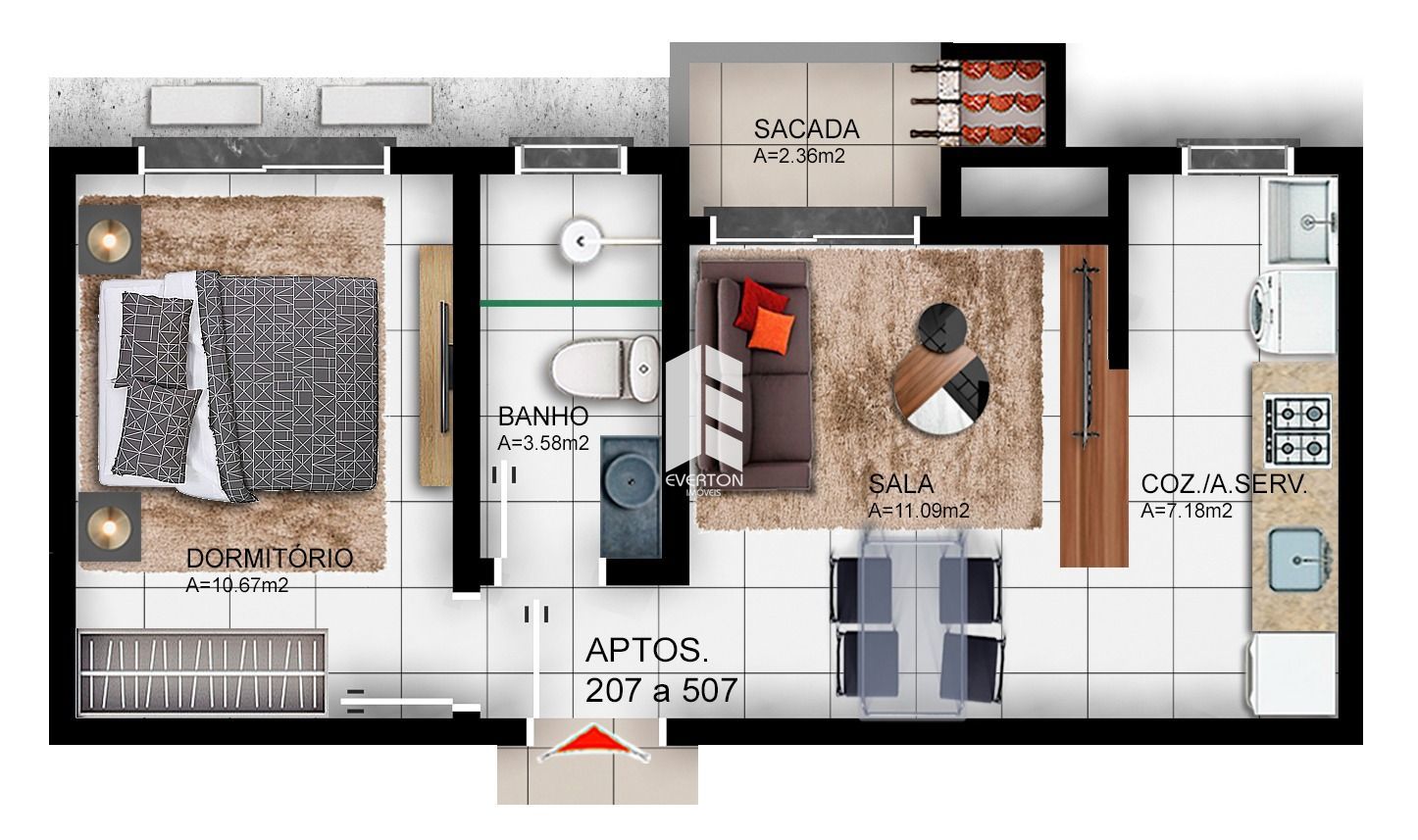 Apartamento de 1 quarto, 41m² no bairro Camobi, em Santa Maria | Eu Corretor