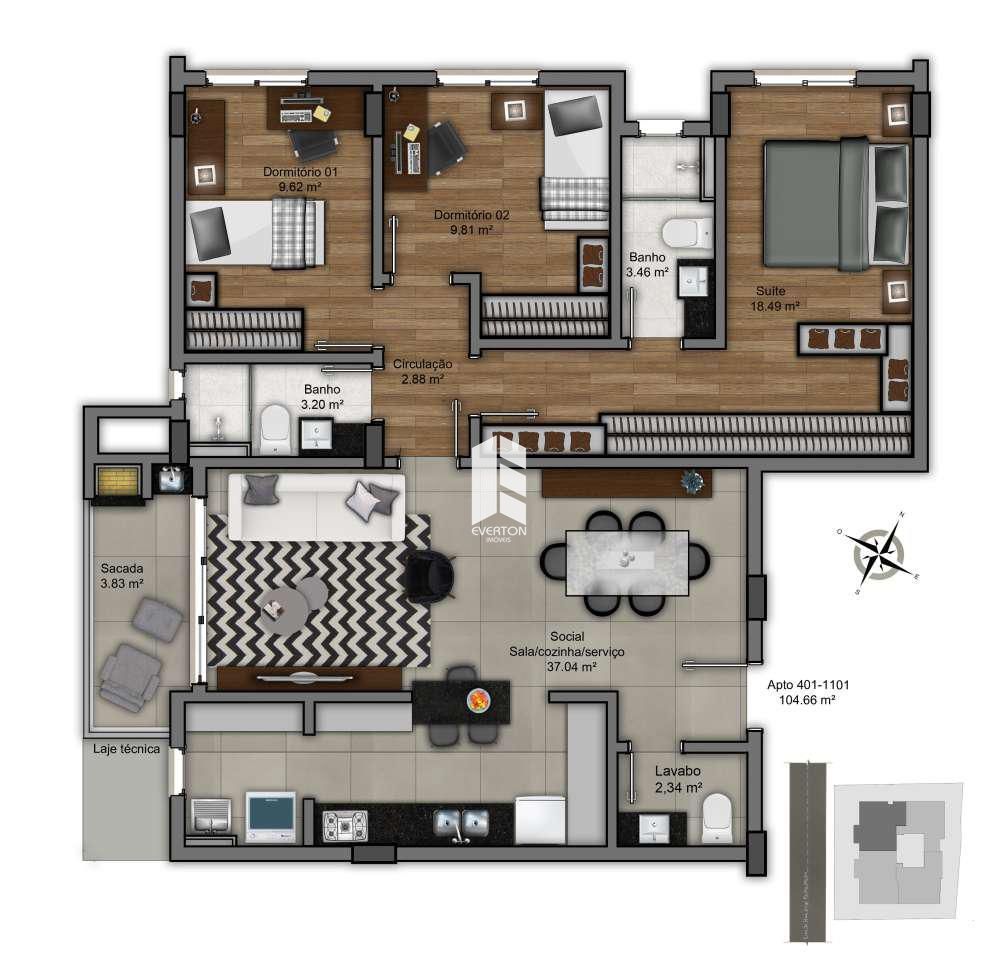 Apartamento 3 dormitórios à venda nossa senhora de lourdes s