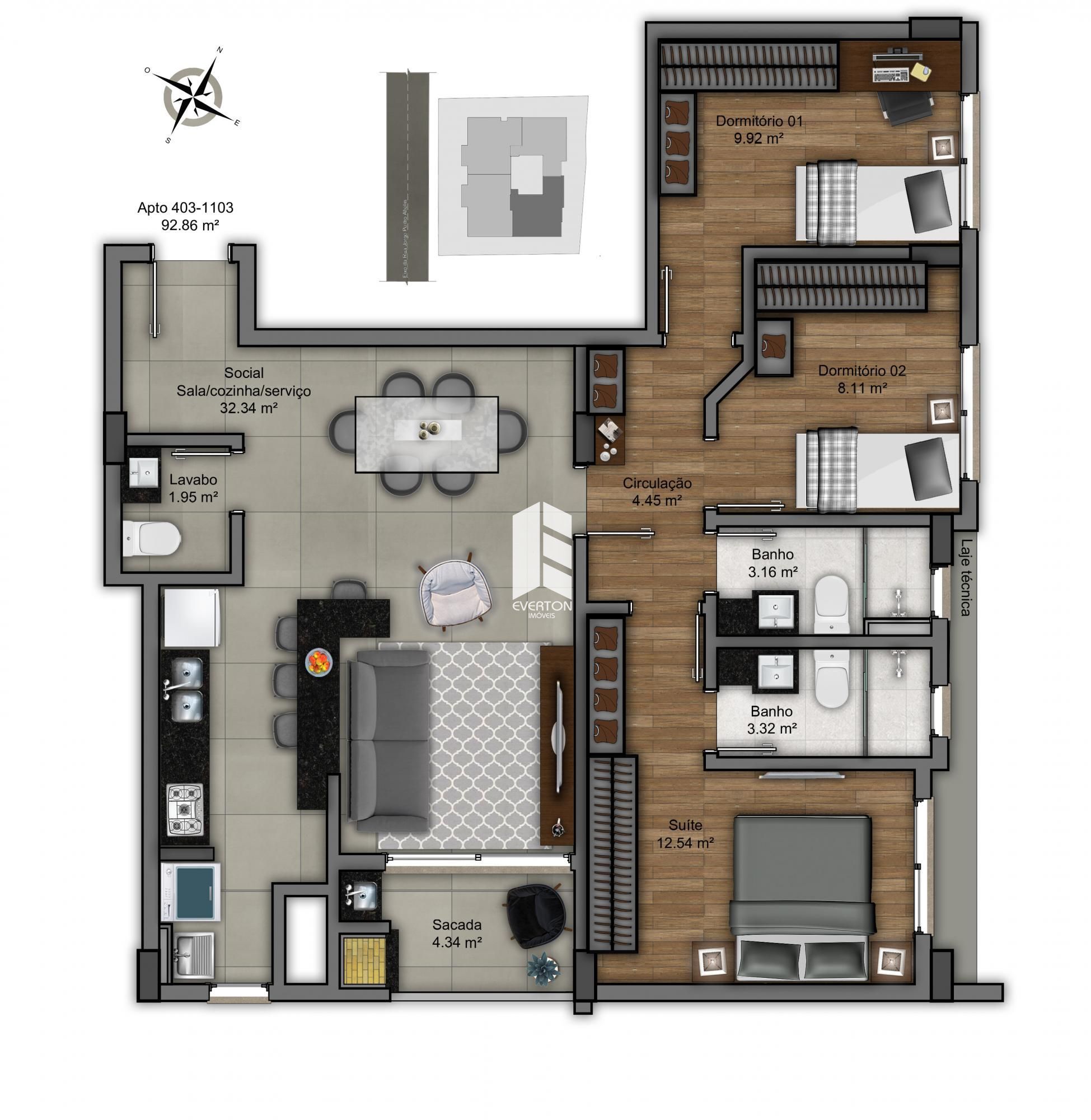 Apartamento 3 dormitórios à venda nossa senhora de lourdes s