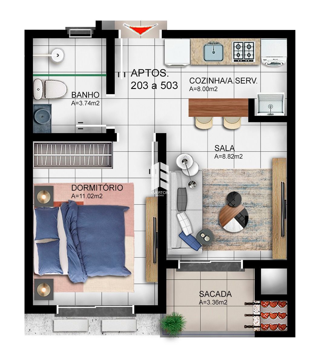 Apartamento de 1 quarto, 42m² no bairro Camobi, em Santa Maria | Eu Corretor