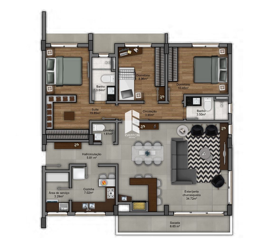 Apartamento de 3 quartos, 121m² no bairro Nossa Senhora de Lourdes, em Santa Maria | Eu Corretor