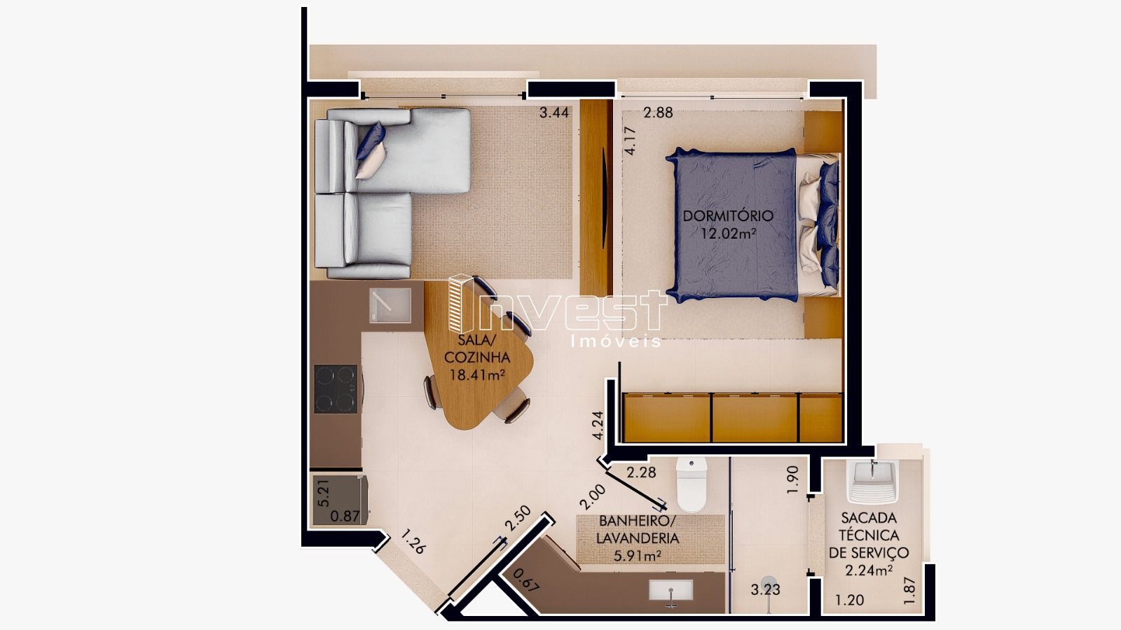 Apartamento à venda com 1 quarto, 45m² - Foto 3