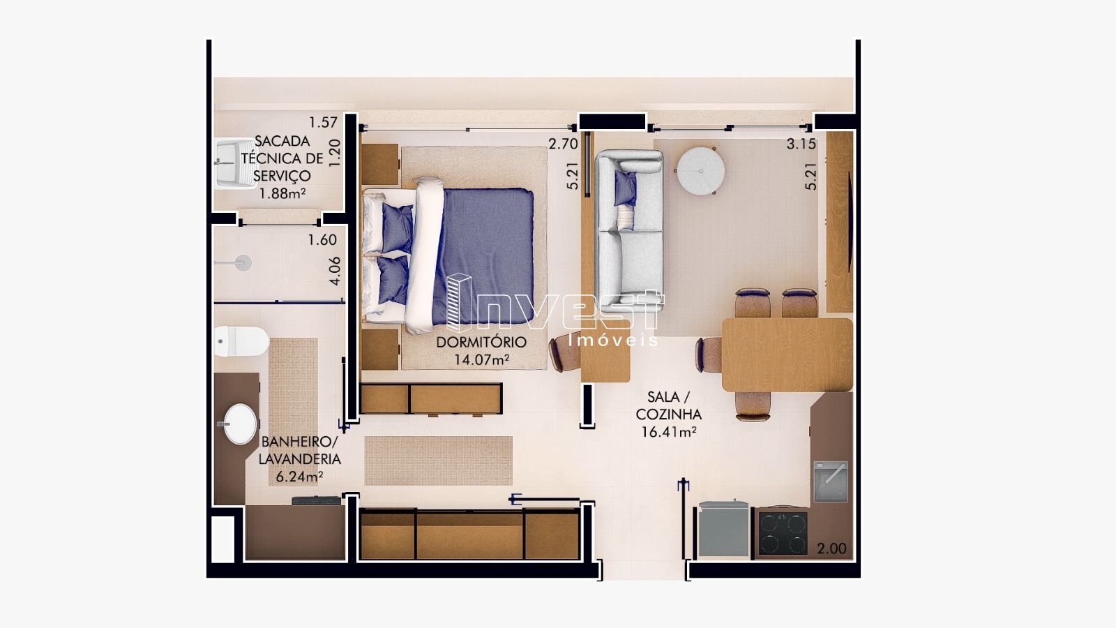 Apartamento à venda com 1 quarto, 45m² - Foto 2