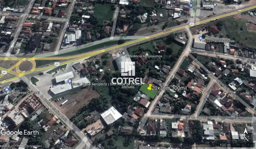 Terreno com 20 metros de testada por 30 metros de fundos no bairro Camobi