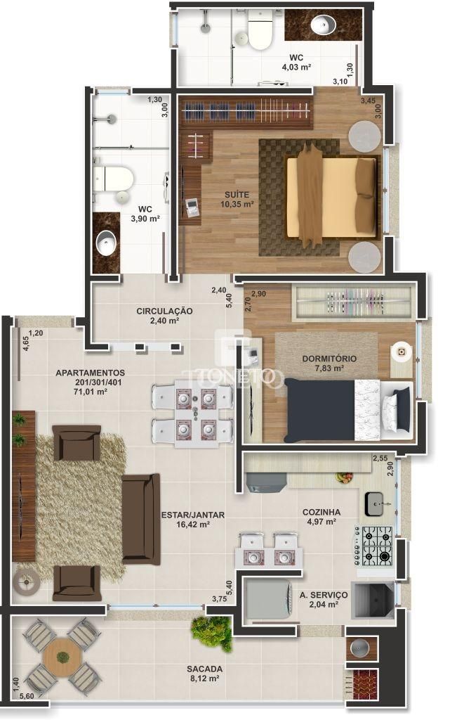 Apartamento à venda com 2 quartos, 71m² - Foto 2