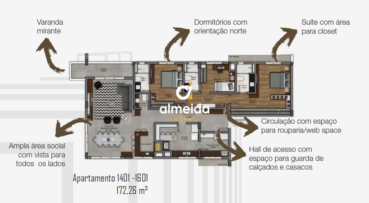 Apartamento, 3 quartos, 172 m² - Foto 4